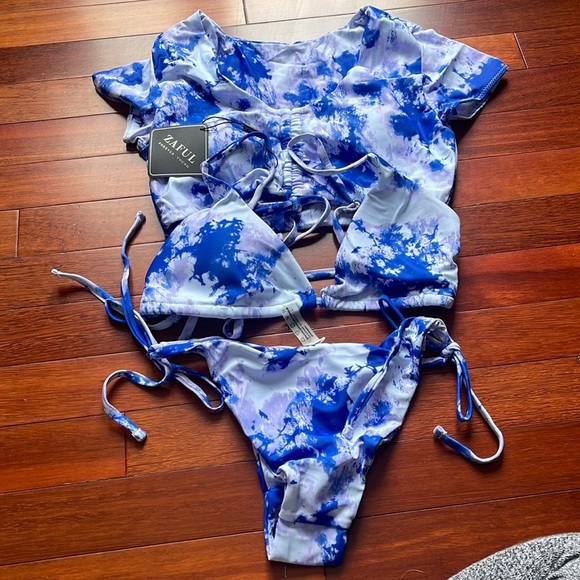 ZAFUL Womens Tie Dye 3 Piece Bikini Set - Picture 1 of 8